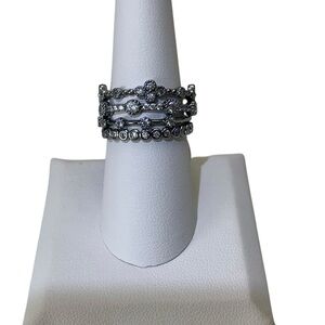 Bomb Party Delicates SZ 6 Rings Less Noise, More Meaning Diamond CZ Hematite NWT